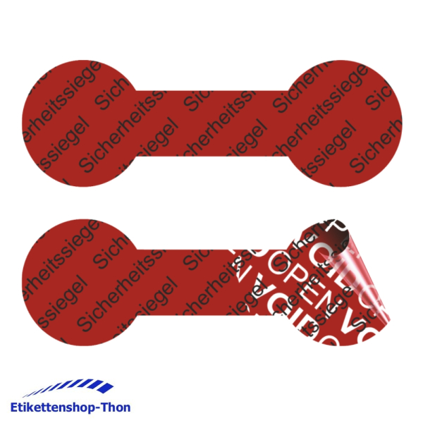 VOID OPEN rückstandsfreie Sicherheitsetiketten "Sicherheitssiegel" auf Rolle - 60 x 20 mm - 1000 Stück - rot